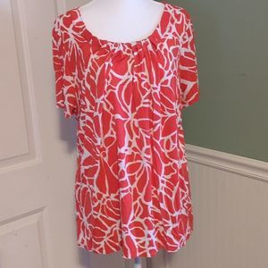 Croft & Barrow Coral and White Short Sleeve Top